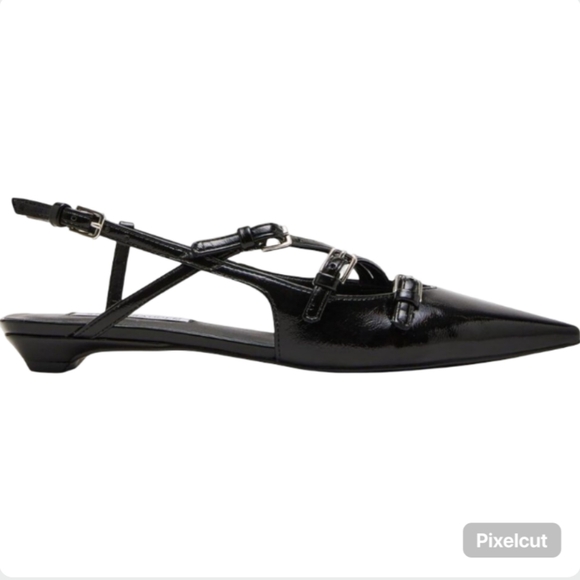 Steve Madden Peony Black Pointed Toe Strappy Slingback Flats Size 8 - Brand New! - Picture 6 of 13